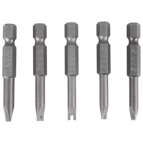 5Pcs Set Security Bit Set Tamper Proof Screwdriver Drill Bit Screw Driver Bits Hex Shank Magnetic U Shaped 1/4 inch Driver Bits Hand 1