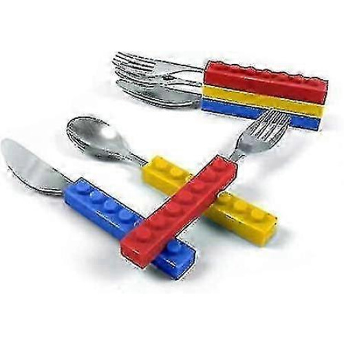 Set Of 3 Interlocking Block Kids Silverware,toddler Fork And Spoon Set Walkbee A B 2