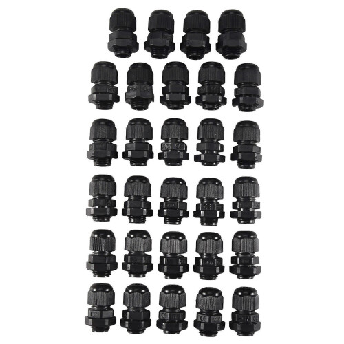 30 Pcs PG7 Waterproof Connector Gland Black for 4-7mm Diameter Cable 2