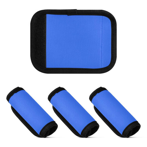 4pcs Luggage Handle Wraps with Comfort Grip Padding and ID Card for Quick Identification Deep Blue