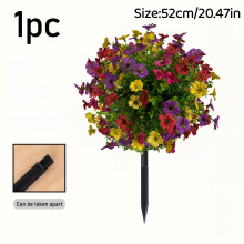 High-Quality Artificial Potted Flower Trees with Lifelike Colorful Blooms - Plastic Simulation Shrubs with Ground Stakes