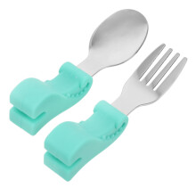 Toddler Fork and Spoon Set with Ergonomic Silicone Grip, Stainless Steel, Compact Travel Case