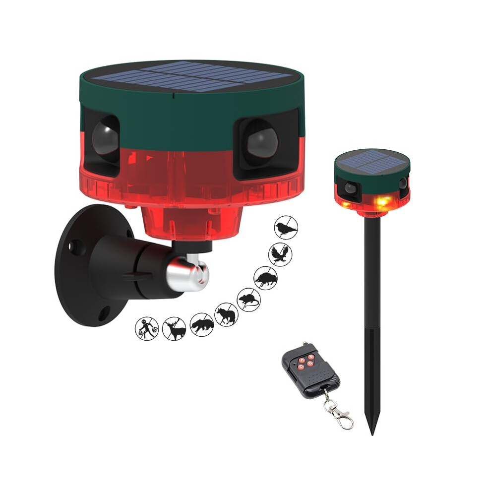 Solar Motion Sensor Alarm With 130Db Siren And Strobe Light, Solar Powered 360 Animal Repellent For Yard, Farm, Garden 9053599075479