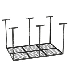 4x6 Ft Garage Overhead Storage Rack 560lbs Heavy Duty Adjustable Ceiling Mounted System Black