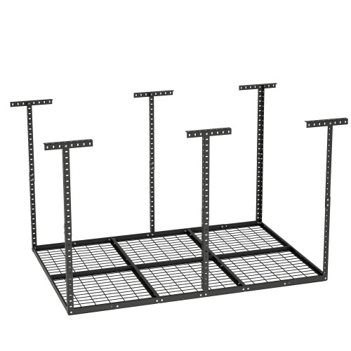 4x6 Ft Garage Overhead Storage Rack 560lbs Heavy Duty Adjustable Ceiling Mounted System Black
