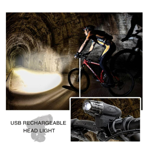 Bicycle Lights Front And Rear Bike Light Led Cycle Light USB Alarm Light(Black) 2