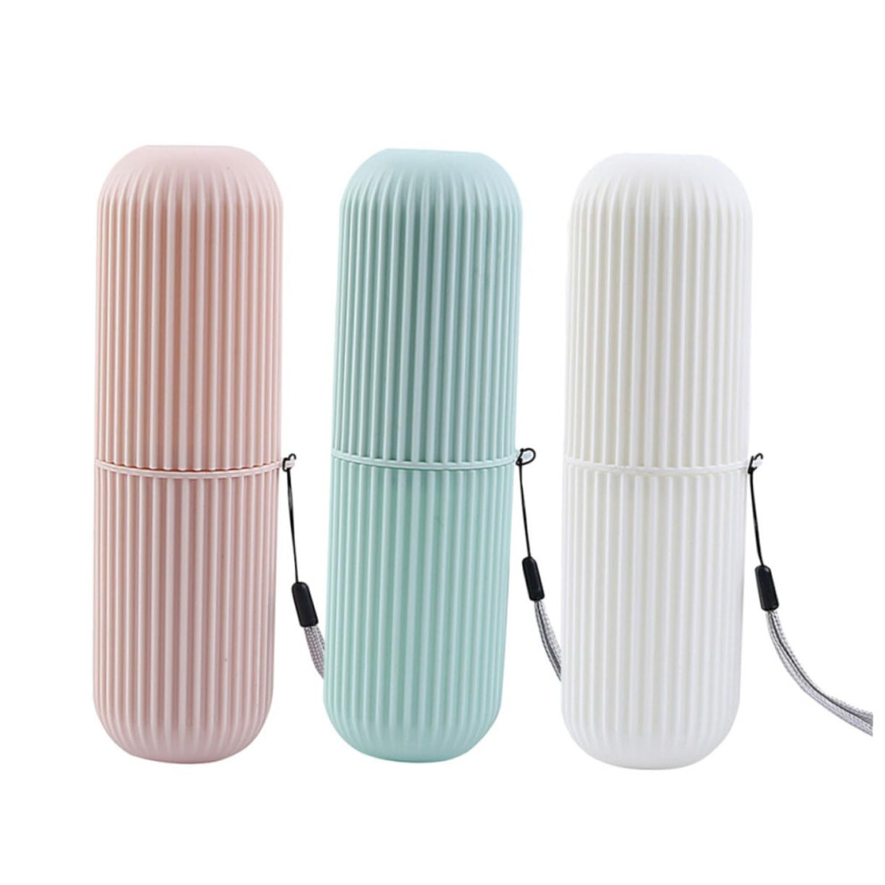 3pcs Travel Toothbrush Case with Rinse Cup, 2 in 1 Plastic Holder for Toothpaste, Camping and Gym