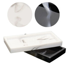Marble Pattern Resin Tray Non Slip Rectangular Plate Countertop Bathroom Soap Shampoo Storage Tray Home Decor,White