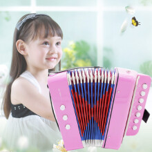 Kids Accordion Toy 7 Key 2 Bass Educational Musical Pink