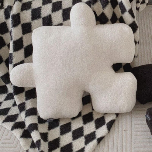 Plush Puzzle Pillow Irregular Shape Pillow Fun Puzzle Pillow Suitable for Sofa and Bed White 2