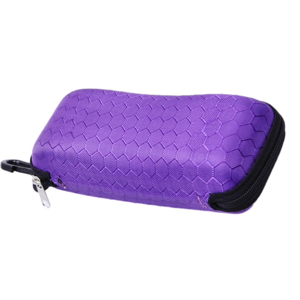 Purple Protective Eva Sunglasses Case With Honeycomb Zipper, Shock Absorbing Travel Eyeglasses Holder