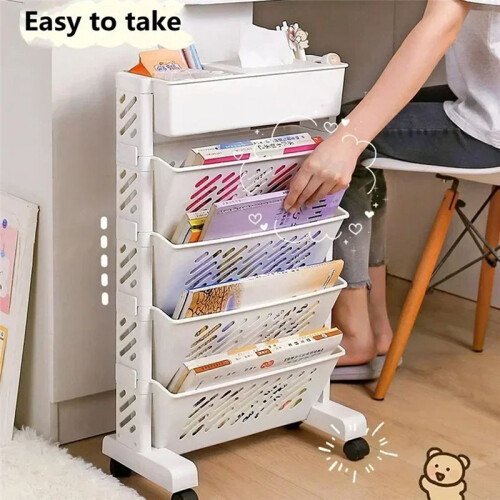 Storage Racks Bookshelves Movable Multi-Layer Shelves Desktop Storage Baskets 6 Layers 1