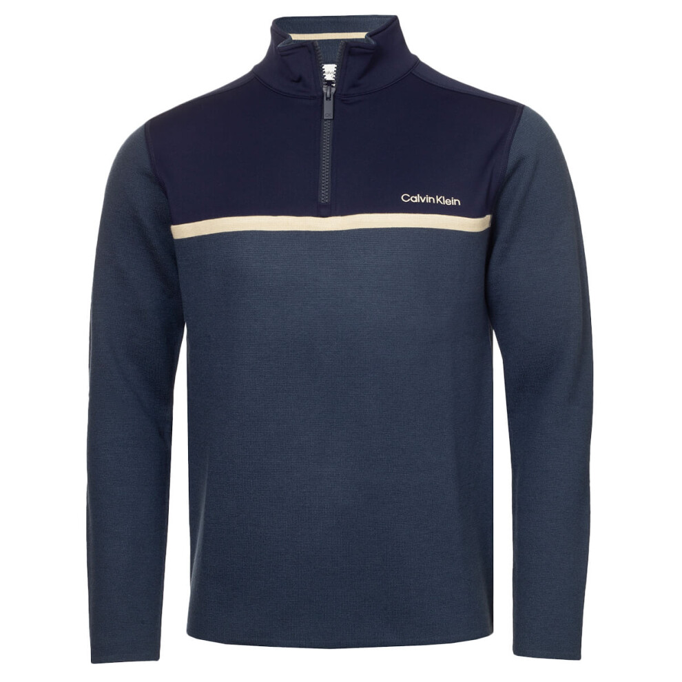 Calvin Klein (L, Engine Blue) Mens Padera Breathable Stretch Fabric Hybrid Sweater