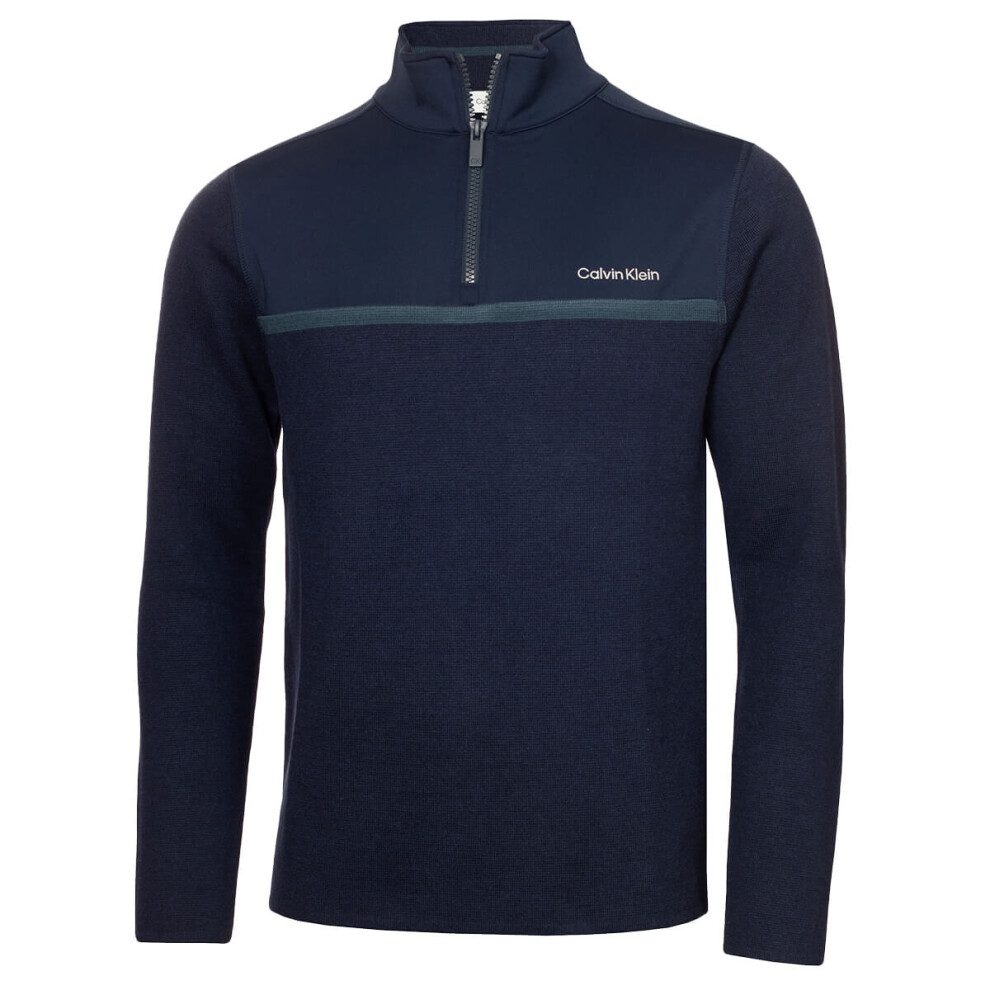 Calvin Klein (L, Evening Blue) Mens Padera Breathable Stretch Fabric Hybrid Sweater
