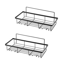 Rustproof Shower Caddy 2 Pack NoDrill Wall Mounted Bathroom Shelf with Hooks for Storage