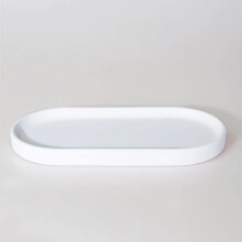 White Oval Resin Decorative Tray for Jewelry, Perfume and Candles – Small Vanity Organizer