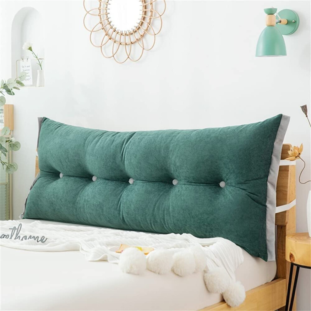 Green Bed Backrest Pillow 150Cm With Ergonomic Support, Removable Lumbar Pad And Soft Velvet Cover