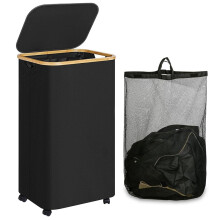 Rolling Laundry Basket 110L Large Capacity with Lid and Wheels, Removable Bag for Home and Dorm