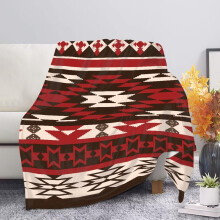 Aztec Throw Blanket 50x60 Soft Lightweight Warm Decorative Boho for Couch Bed Sofa Camping Red