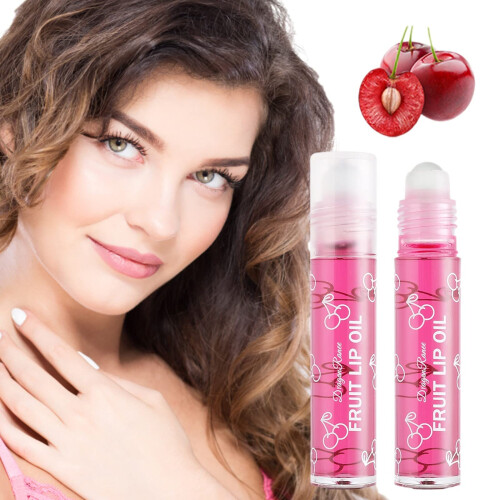 Lip Oil with Deep Hydration and Plumping Effect, Clear Glossy Roller Ball for Dry Lips 3ml 1