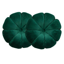 Set of 2 Green Velvet Throw Pillows, Round Pumpkin Design Cushions for Couch, Bed and Floor
