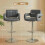 Homcom HOMCOM Bar Stools Adjustable Swivel with Armrest Set of 2 Grey 2
