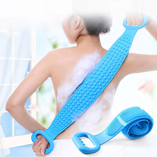 Silicone Back Scrubber for Shower with DualAction Bristles and Full Back Coverage – Pink 2