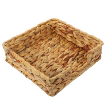 Woven Storage Basket for Home Organization, Rustic Square Wicker Tissue Holder for Shelves and Magazines
