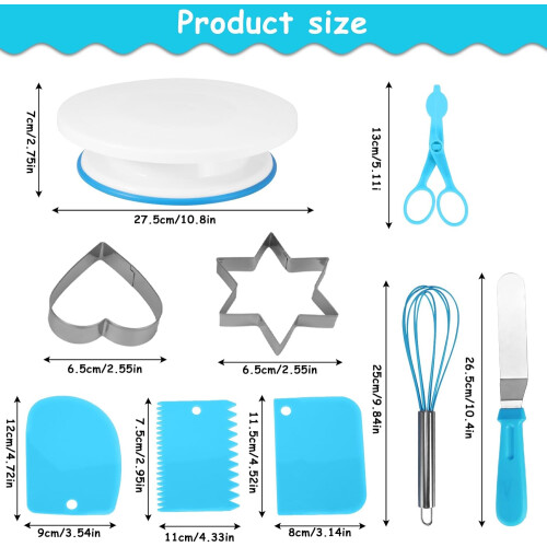 Cake Decorating Kit with Turntable, 255pcs Baking Tools Set with Piping Bags and Tips for Beginners (Blue) 1