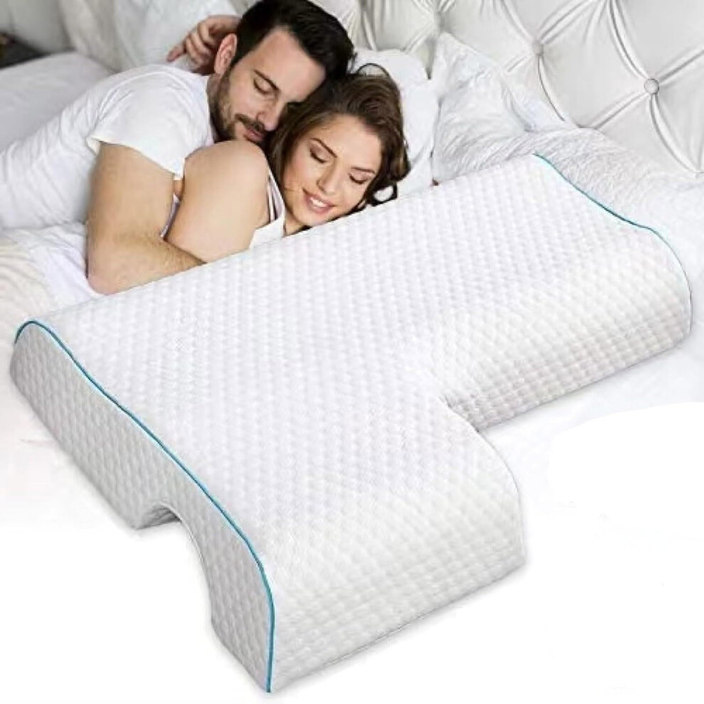 Memory Foam Cuddle Pillow with Arm Tunnel for Side Sleepers, Ergonomic Cervical Shoulder Support (Right)