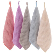 Hand Towels with Hanging Loop, 5PCS Soft Absorbent Coral Velvet Towels for Kitchen and Bathroom