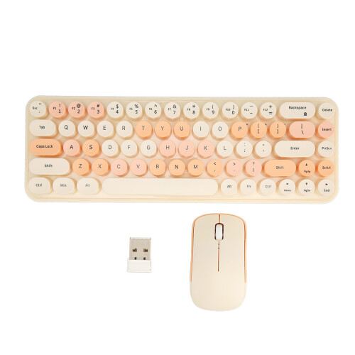 Wireless 68-Key Retro Gaming Keyboard & Mouse Set, 2.4G, ABS, Mixed Color 1