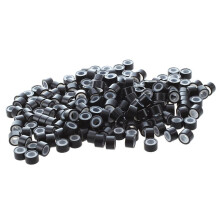 600 Pcs Black 5mm Silicone Lined Micro-Ring  Beads Linkies for I Stick Hair Extension Installation and Feathers