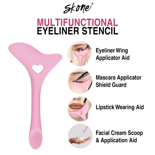 Eyeliner Stencil with Mascara Shield – Precise Guide, Smudge, Reusable Silicone, Pink 1