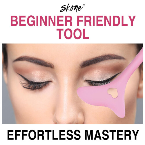 Eyeliner Stencil with Mascara Shield – Precise Guide, Smudge, Reusable Silicone, Pink 2