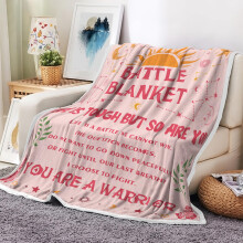 Inspirational Throw Blanket with Motivational Quotes, Soft Pink Plush 50x60 Care Gift