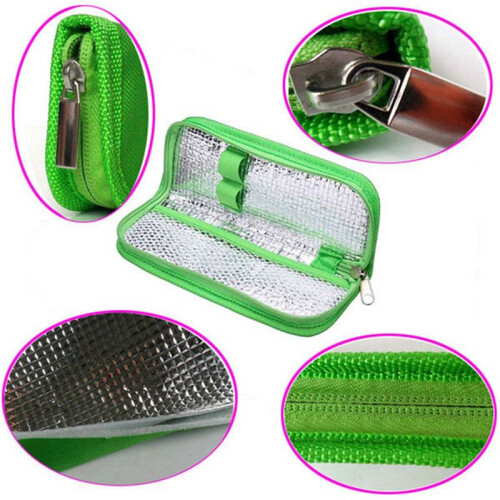 2X Insulin Cooler Travel Case Diabetic Medication Organizer Cooler Bag Vert 2