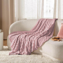 Pink Fleece Throw Blanket 100x150cm Soft Warm Lightweight Cozy Decorative Couch Blanket