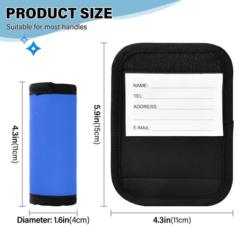 4pcs Luggage Handle Wraps with Comfort Grip Padding and ID Card for Quick Identification Deep Blue 2