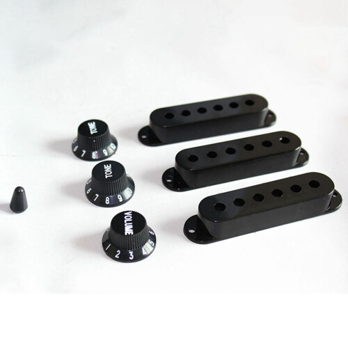 6Pcs Durable Guitar Pickup Cover Volume Tone Knobs  Tip Parts Set,Black 2