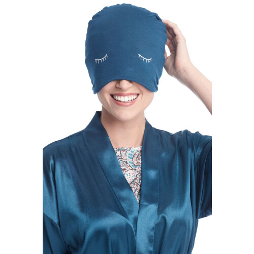Bamboo Eyelash Sleep Cap and Mask with Eyelash Protection Design, Light Blocking, Black 2
