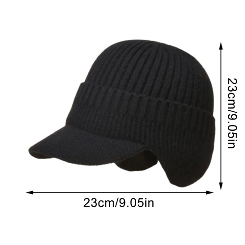 Elastische warme Ohrenschutz Strickmütze, 23x23cm, Unisex 1