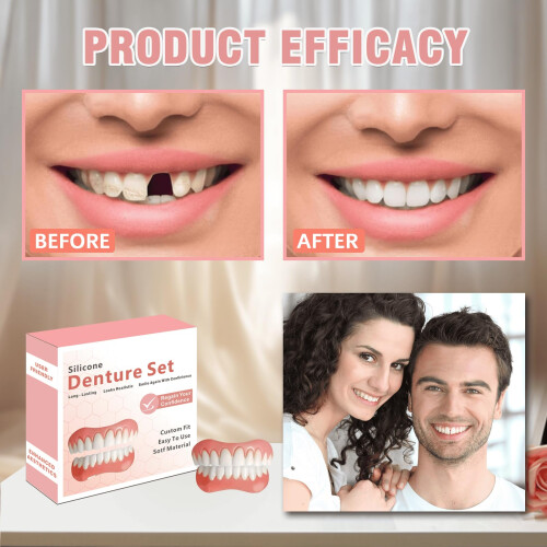 Denture  Kit with Soft Silicone Dentures Upper and Lower False Teeth Set for Comfortable Fit 2