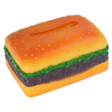 Hamburger Tissue Box Cover with Cartoon Design, EasyClean Vinyl, Fits Standard Napkin Holder
