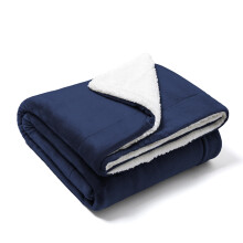 King Size Plush Throw Blanket Sherpa Fleece Double Layer Warm Ultra Soft Dark Blue 210x230cm