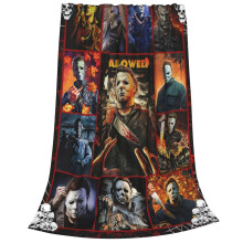 Halloween Horror Throw Blanket 50x40 Ultra Soft Flannel Fleece for Sofa Bed All Season Black