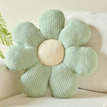 Light Green Flower Throw Pillow 14.9 Inch Plush Daisy Cushion for Bed Sofa and Chair Decor