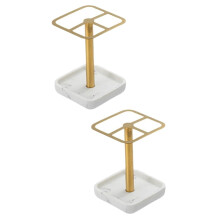 Stainless Steel Toothbrush Holder with Resin Base, Multipurpose Bathroom Organizer for Countertop