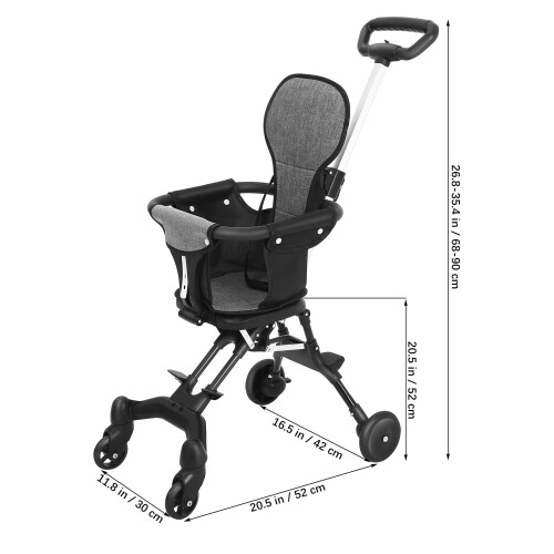 Foldable Baby Stroller Lightweight Travel for Airplane Black 1