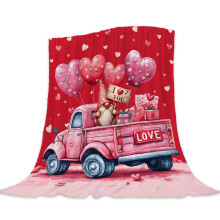 Valentine's Day Throw Blanket Queen Size Ultra Soft Flannel with Pink Gnome and Heart Print